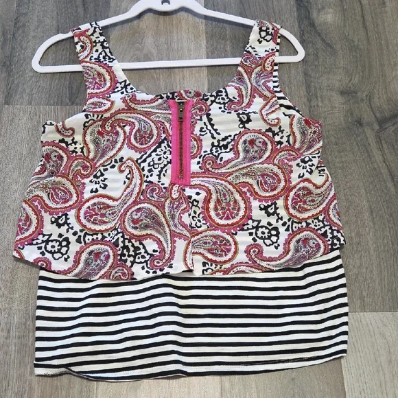 Anthropologie Multicolor Paisley & Striped Tank Top | Boho Layered Sleeveless - Picture 6 of 6